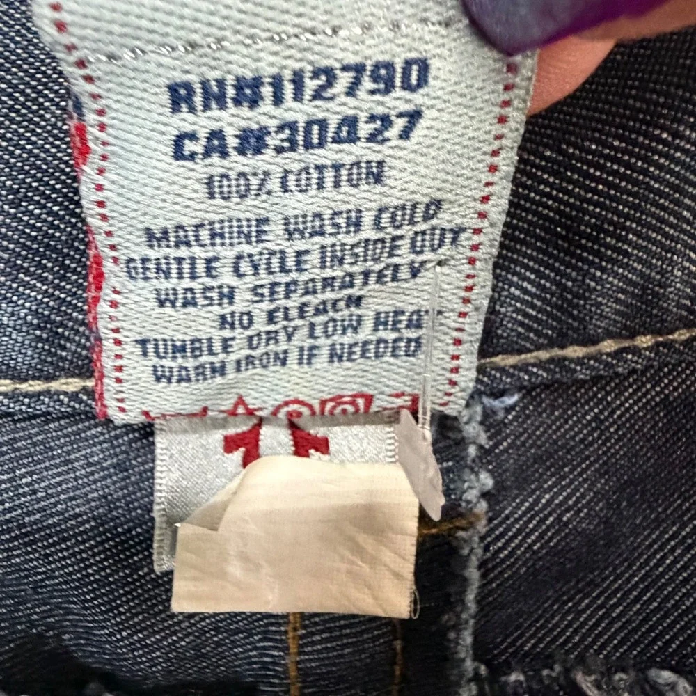 True Religion Zach Straight Leg Jeans Mens 42‎ Blue Y2K Streetwear Grunge Baggy